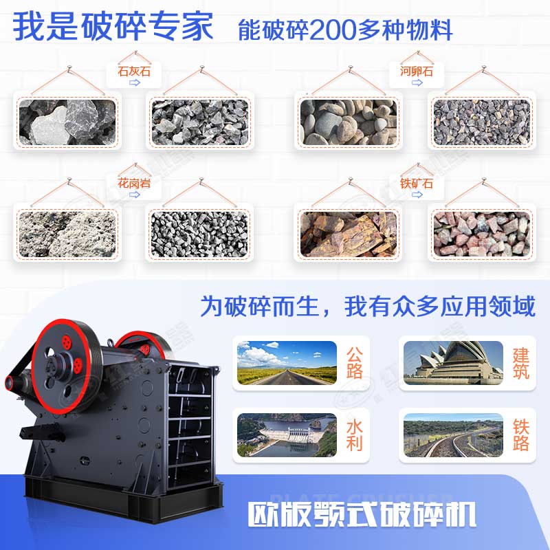 顎式破碎機(jī)能力強(qiáng)、應(yīng)用范圍廣